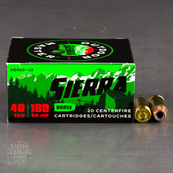 20rds – 40 S&W Sierra Outdoor Master 180gr. JHP Ammo