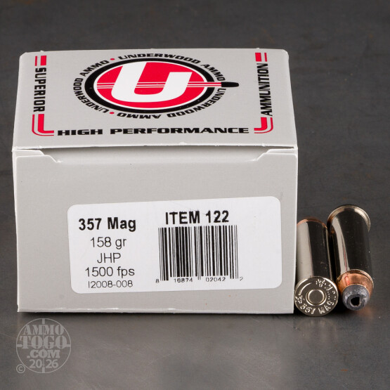 20rds – 357 Magnum Underwood 158gr. JHP Ammo