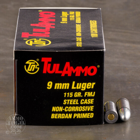 100rds - 9mm Tula 115gr. FMJ Ammo