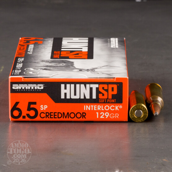 20rds – 6.5 Creedmoor Ammo Inc. Hunt LR 129gr. SP Ammo
