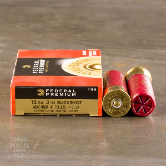 5rds - 12 Ga. Federal Vital-Shok 3" 41 Pellet #4 Buckshot Ammo
