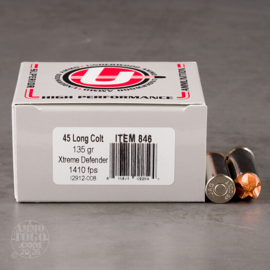 20rds – 45 Long Colt Underwood 135gr. Xtreme Defender Ammo