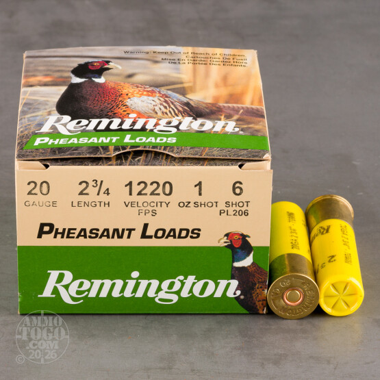 25rds – 20 Gauge Remington Pheasant Loads 2 3/4" 1oz. #6 Shot Ammo