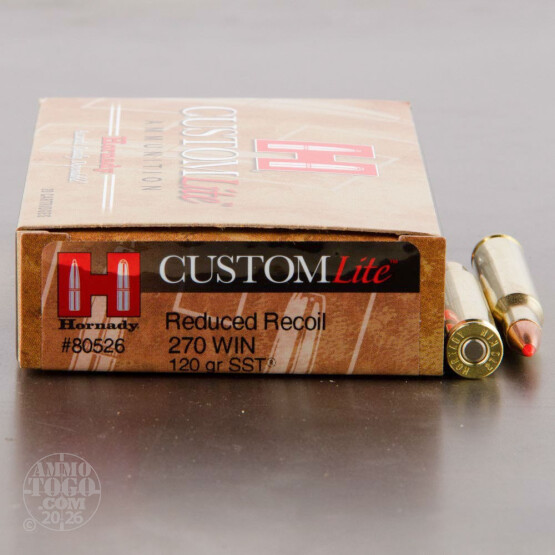 20rds – 270 Win Hornady Custom Lite 120gr. SST Ammo