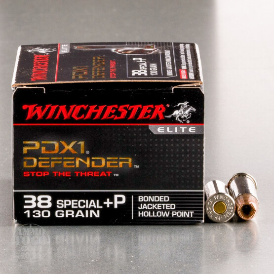 20rds – 38 Special +P Winchester Defender 130gr. PDX1 Bonded JHP Ammo