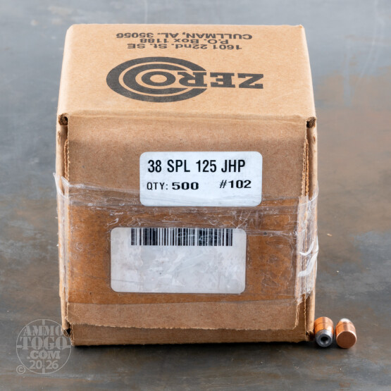 500pcs - 38 / 357 Cal .357" Dia Zero 125gr. JHP Bullets