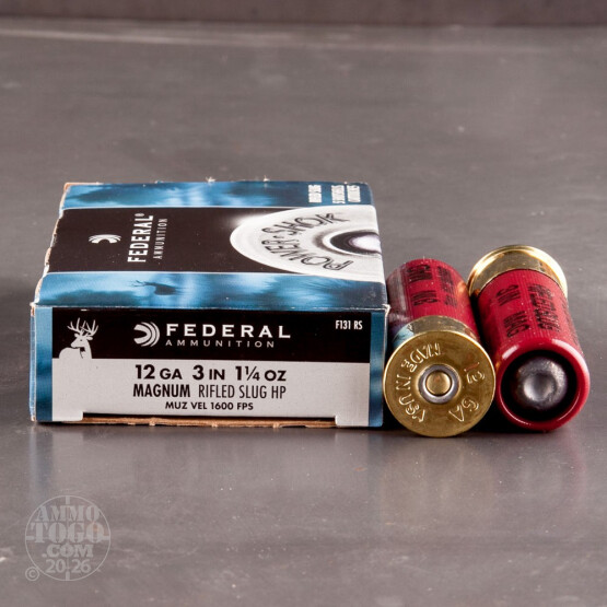 5rds - 12 Gauge Federal Power-Shok 3" 1 1/4 oz. Rifled Slug Hollow Point Ammo