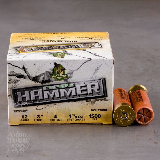 25rds – 12 Gauge Hevi-Hammer 3" 1-1/4oz. #4 Bismuth/Steel Shot Ammo