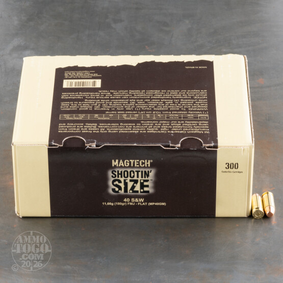 900rds – 40 S&W Magtech Shootin' Size 180gr. FMJ Flat Ammo