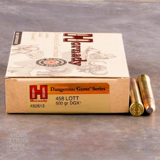 20rds - 458 Lott Hornady 500gr. DGX Ammo