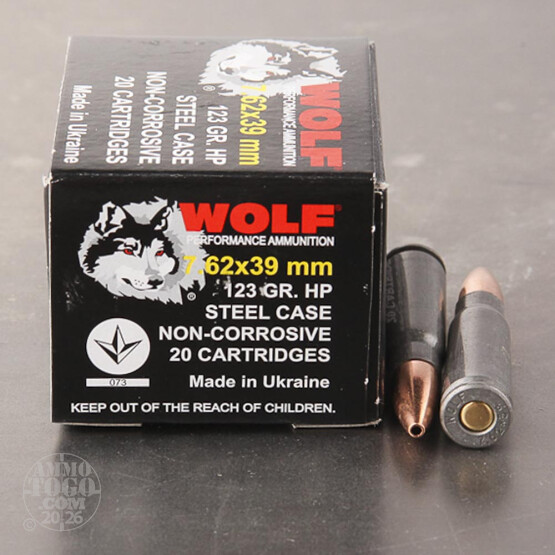 20rds - 7.62x39 Wolf 123gr. JHP Ammo