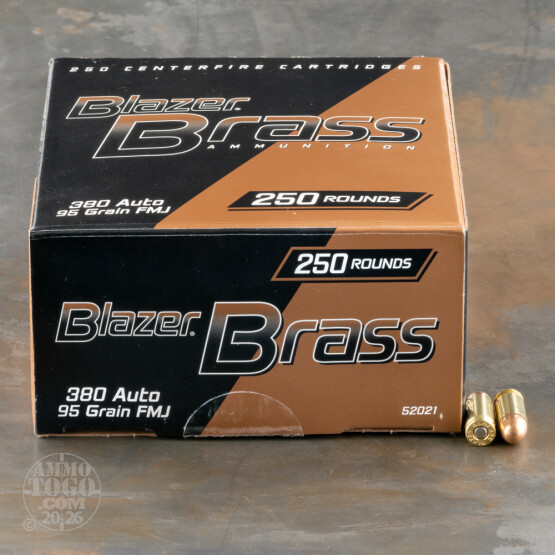 250rds - 380 ACP Blazer Brass 95gr. FMJ Ammo