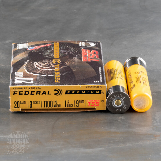5rds – 20 Gauge Federal Heavyweight TSS 3" 1-1/2oz. #9 Shot Ammo