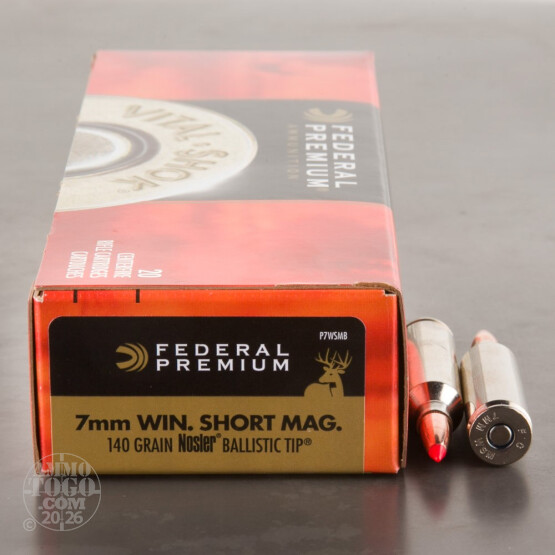 20rds – 7mm WSM Federal 140gr. Nosler Ballistic Tip Ammo