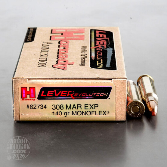 20rds - 308 Marlin Express Hornady 140gr Monoflex Ammo