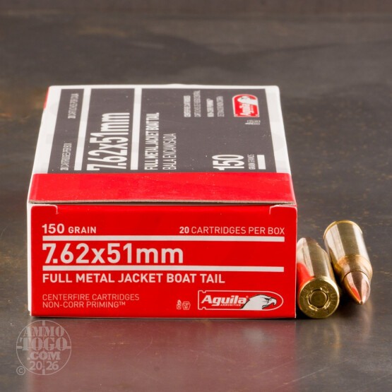 20rds - 7.62x51mm Aguila 150gr. FMJ-BT Ammo