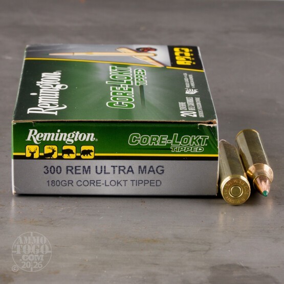 20rds – 300 RUM Remington Core-Lokt Tipped 180gr. Polymer Tip Ammo