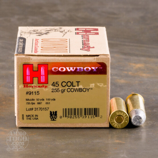 20rds – 45 Long Colt Hornady Cowboy 255gr. LFN Ammo
