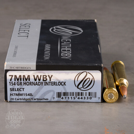 20rds – 7mm Weatherby Magnum Weatherby Select 154gr. InterLock SP Ammo