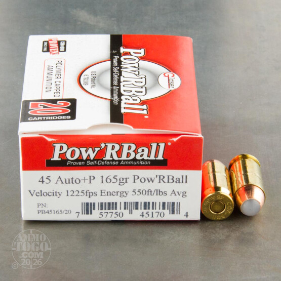 20rds - 45 ACP Corbon Pow'RBall 165gr.+P Ammo