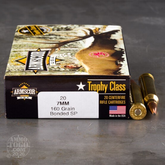 20rds – 7mm Rem Mag Armscor USA Trophy Class 160gr. Bonded SP Ammo