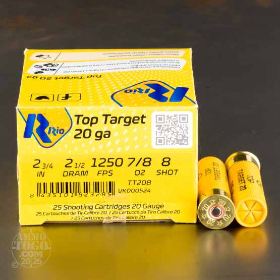 250rds - 20 Gauge RIO Top Target 2 3/4" 2 3/4 Dram 7/8oz. #7 1/2 Shot Ammo