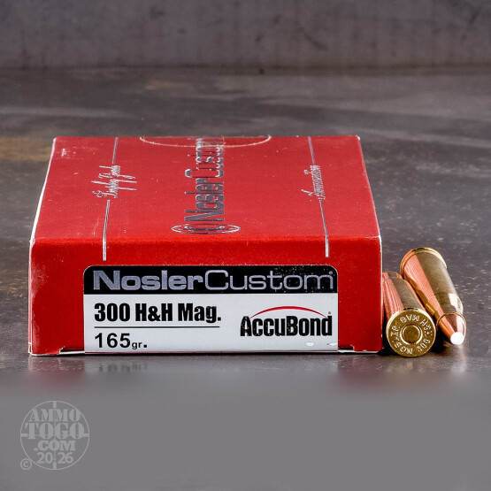 20rds - 300 H&H Nosler Trophy Grade 165gr. Accubond Polymer Tip Ammo