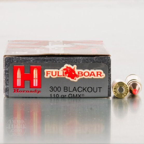 20rds – 300 AAC BLACKOUT Hornady Full Boar 110gr. GMX Ammo