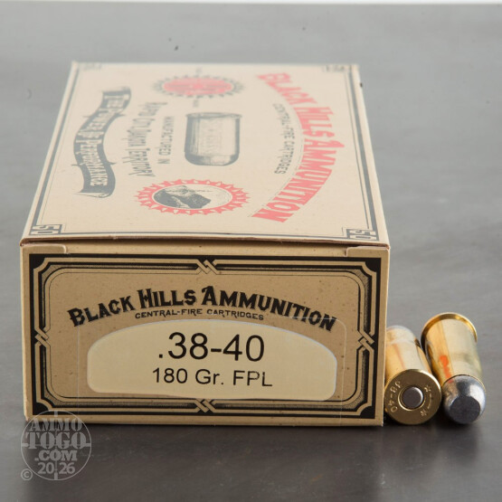 50rds - 38-40 Black Hills 180gr. Flat Point Lead Ammo