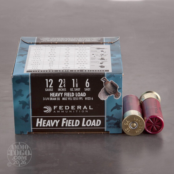 250rds - 12 Gauge Federal Game Shok Heavy Field 2 3/4" 1 1/8oz. #6 Shot Ammo