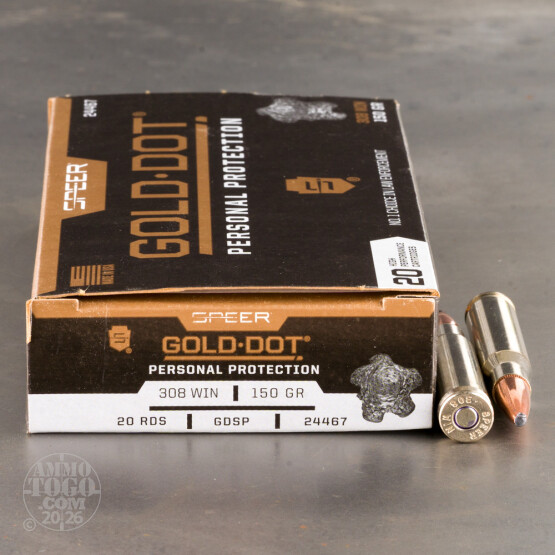 20rds – 308 Win Speer Gold Dot 150gr. SP Ammo