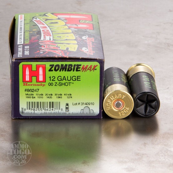 10rds – 12 Gauge Hornady Zombie Max 2-3/4" 8 Pellet 00 Buckshot Ammo