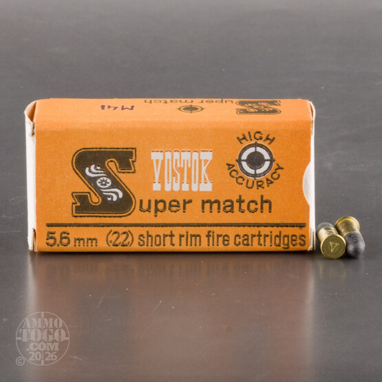 50rds - 22 Short Vostok Super Match 28gr. LRN Ammo 