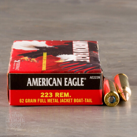  500rds – 223 Federal American Eagle 62gr. FMJ-BT Ammo