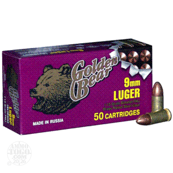 500rds - 9mm Golden Bear 115gr. FMJ Ammo