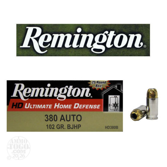 380 Auto 102 gr JHP Home Defense Reminton Ammo For Sale