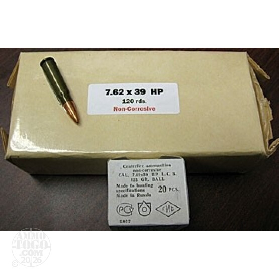 120rds - 7.62x39 Klimovsk 122gr. HP Ammo in Battlepack