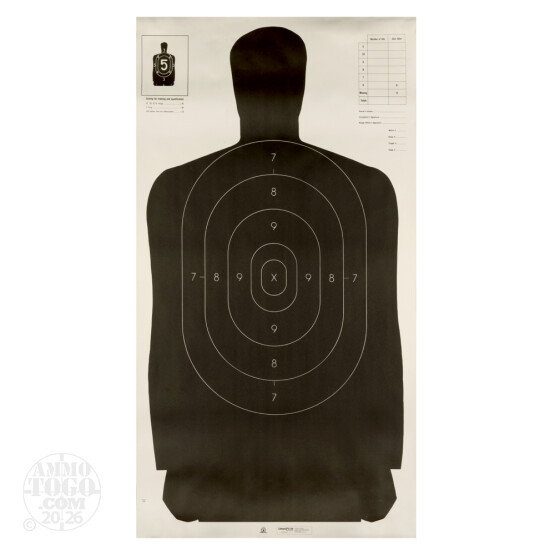 100 - Champion B27 Law Enforcement Black Silhouette Paper Targets 