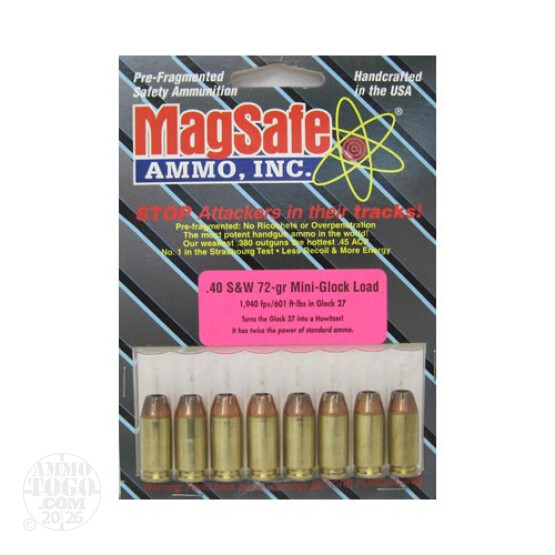 8rds - 40 S&W Magsafe 72gr. Mini-Glock Ammo