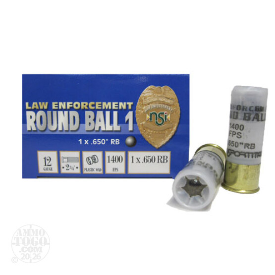 10rds - 12 Gauge NobelSport 2 3/4" .650" Round Ball Ammo