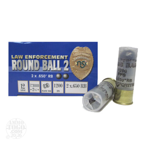 100rds - 12ga Nobel Sport LE 2 3/4" Double Ball Buckshot Ammo