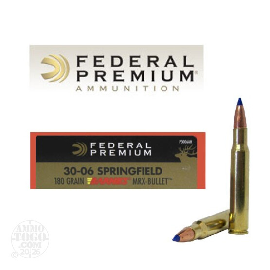 20rds - 30-06 Federal Vital-Shok 180gr. Barnes MRX-Bullet Ammo