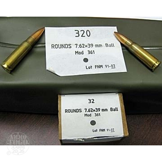 320rds - 7.62x39 Portuguese Military FMJ Ammo in Battlepack