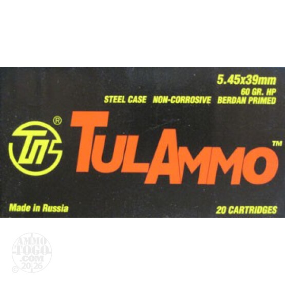 20rds - 5.45x39 Tula 60gr. Hollow Point Ammo