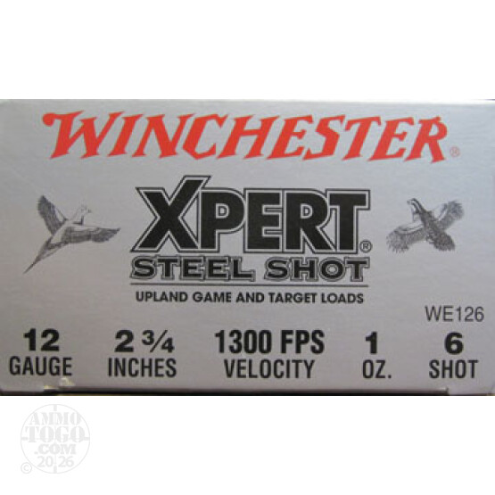 250rds - 12 Ga. Winchester XPERT 2 3/4" 1oz #6 Steel Shot Ammo