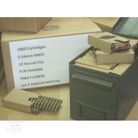 900rds - 5.56 Lake City XM855 62gr. Penetrator Ammo on strippers in Ammo Can