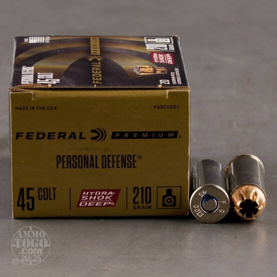20rds – 45 Long Colt Federal Personal Defense Hydra-Shok Deep 210gr. JHP Ammo