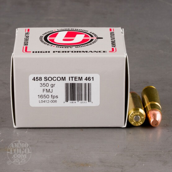 20rds – 458 SOCOM Underwood 350gr. FMJ FN Ammo