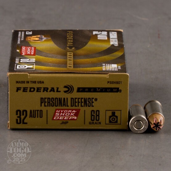 20rds – 32 ACP Federal Hydra-Shok Deep 68gr. JHP Ammo
