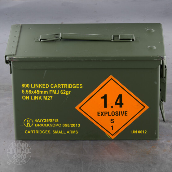 800rds – 5.56x45 Magtech 62gr. FMJ M27 Link in Ammo Can